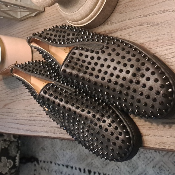 Christian Louboutin Black Spike Roller Boat Sneaker - Picture 4 of 6